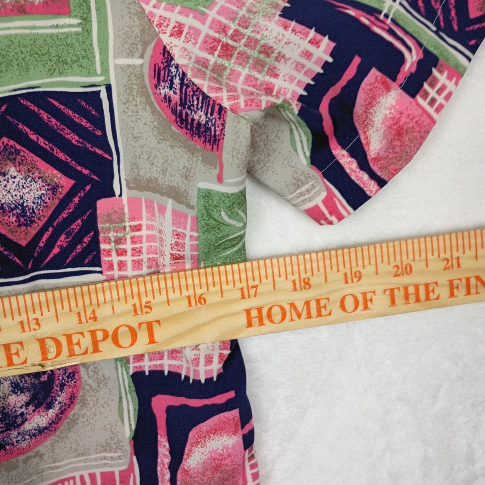 Notations Clothing Co Pink Green Abstract Geometric Print‎ Button Down Shirt S - Picture 6 of 6